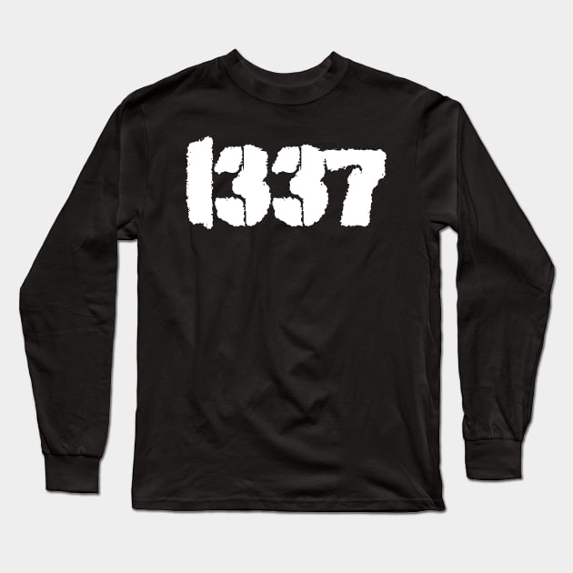 1337, white text Long Sleeve T-Shirt by Stupid Coffee Designs